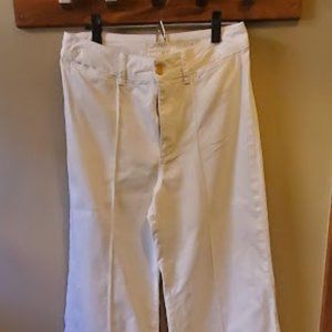 Cream Anthropologie Cropped Flare Pants